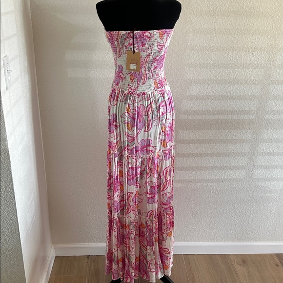 Anthropologie Abel The Label Azalea Elegant Strapless Floral Dress - Picture 5 of 7